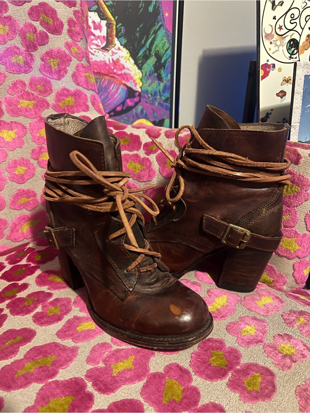 Freebird by Steven Brown Lace-Up Leather Ankle Boots